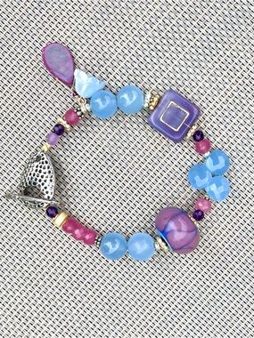 Handcrafted Purple and Blue Beaded Bracelet - Women Jewelry